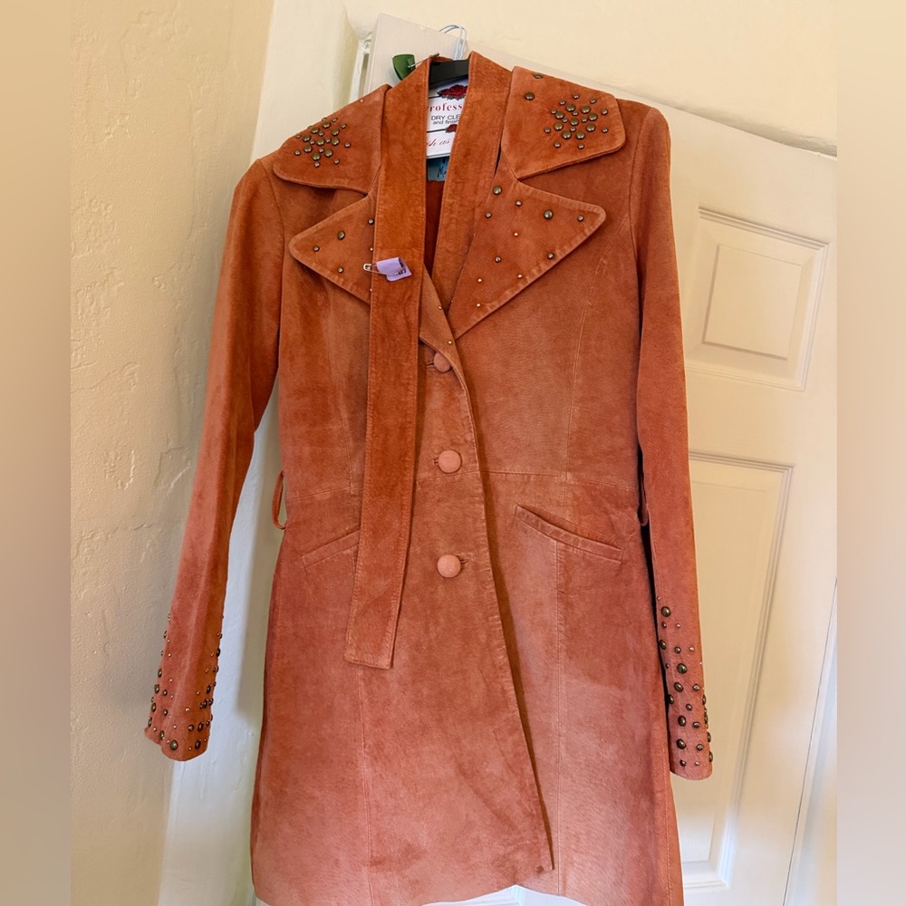 Marciano Orange Suede Trench Coat